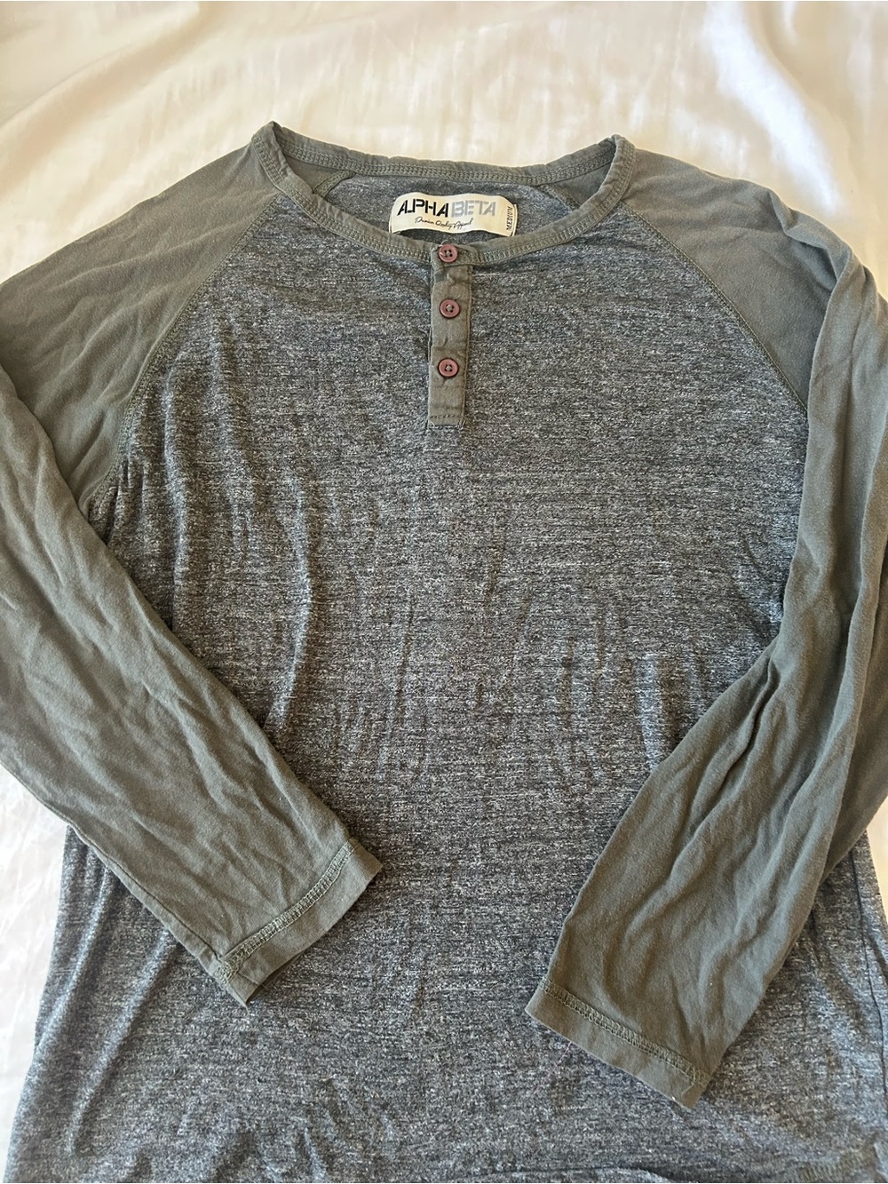 Alpha Beta Men's Two-Tone Long-Sleeve  Olive/gray/dark greenish gray